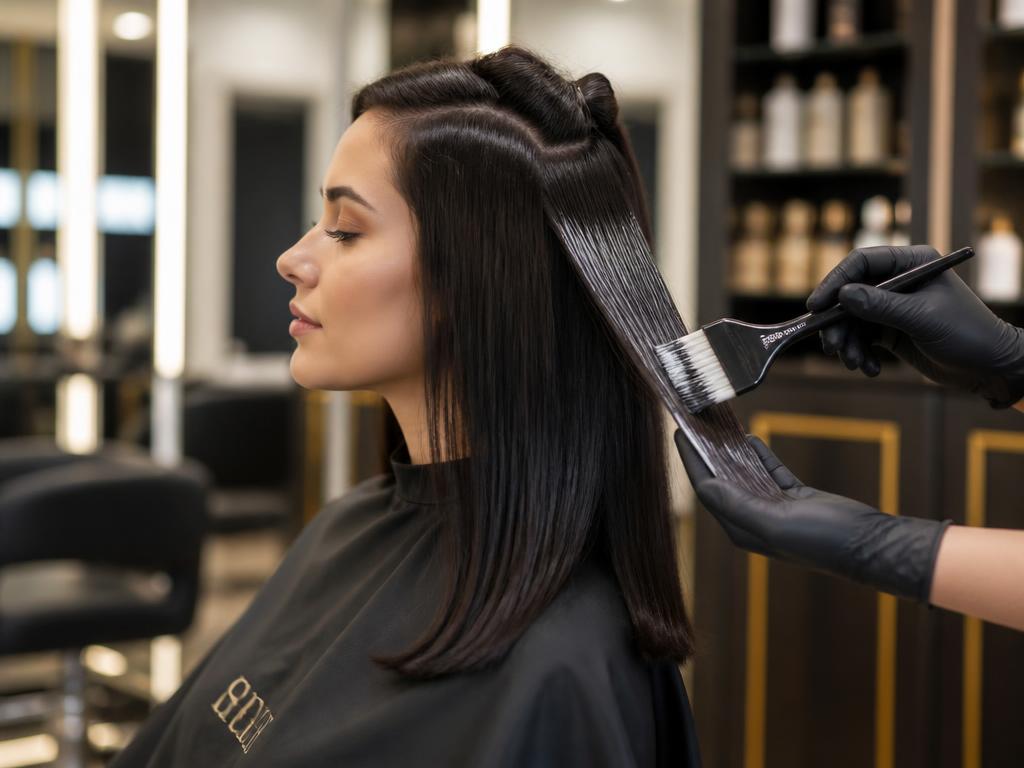 Smooth glossy hair after a hair botox treatment at Dhun Unisex Salon Kharghar