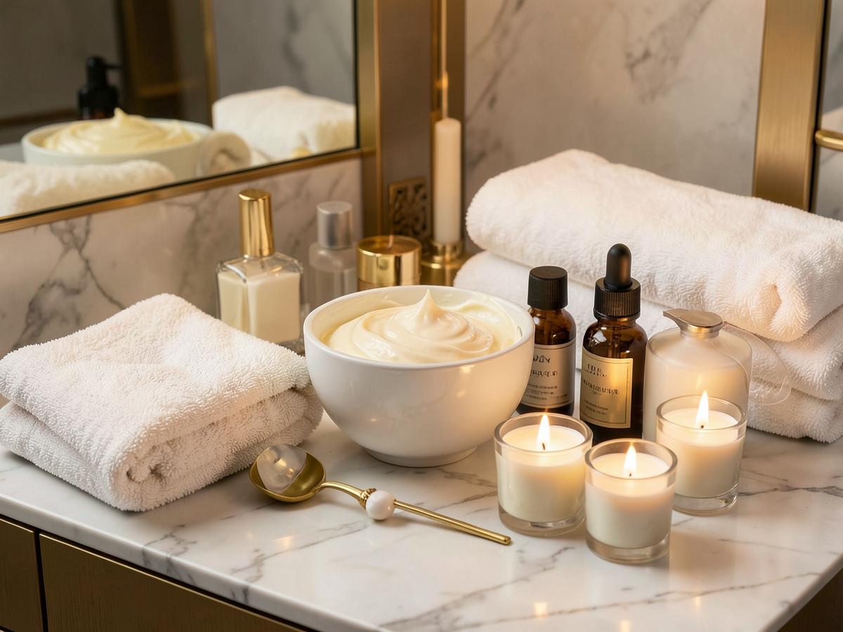 Hair spa treatment products and towels at Dhun Unisex Salon Kharghar