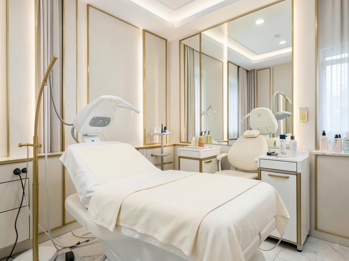 Skin treatment room prepared for a hydra facial at Dhun Unisex Salon Kharghar