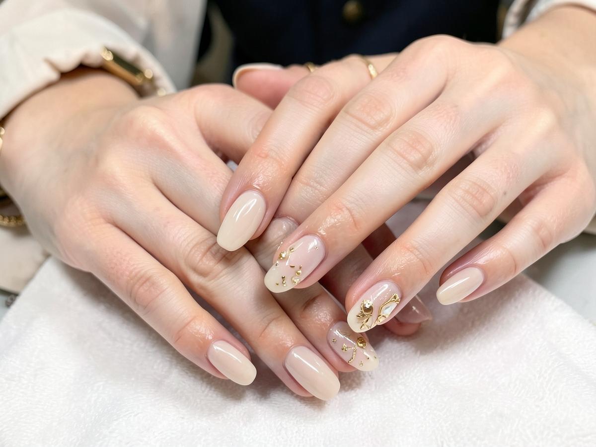 Neatly finished manicure with nail art at Dhun Unisex Salon Kharghar